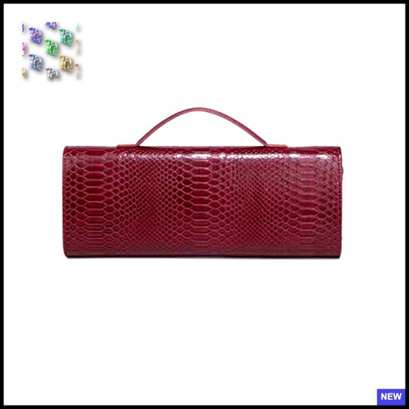 Leather Clutch Bag Crocodile Print Elegant Evening Handbag Crossbody Tote - Picture 6 of 6